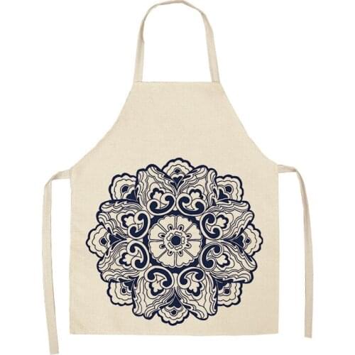 Flower Mandala Kitchen Aprons for Women Cotton Linen Bibs Household Cleaning Pinafore Home Cooking Apron Apron for Men Kid