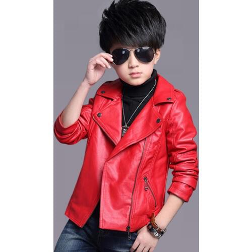 Autumn Childrens Jackets For Boys Solid PU Leather Boys Jacket Casual Boys Coat Winter Teenage Clothes For Boys 6 8 12 Years