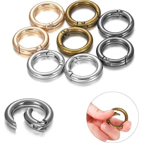 5Pcs/lot Metal O Ring Spring Clasps Openable Round Carabiner Keychain Bag Clips Hook Dog Chain Buckles Connector For DIY Jewelry