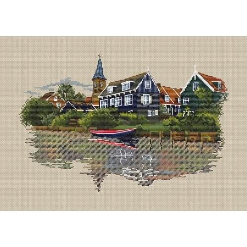 Soft Carbon Shale Village 41-31 Cross Stitch Kit Packages Counted Cross-Stitching Kits Cross stich Painting Set