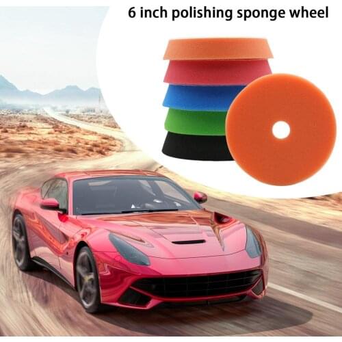 5pcs 6 inch Polishing Sponge Pad Kit For Car Polisher Drill Adapter Car Beauty Polishing Tool