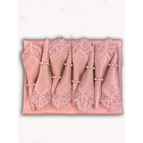 Çiftteks Kdk Carefree French Laced Table Cover Set 8 Personality 18 Piece Powder