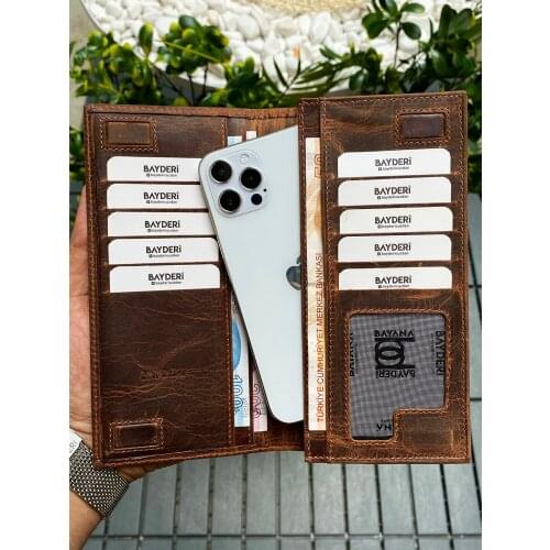 Genuine leather phone wallet unisex card holder money holder magnet cover handy wallet phone case all phones