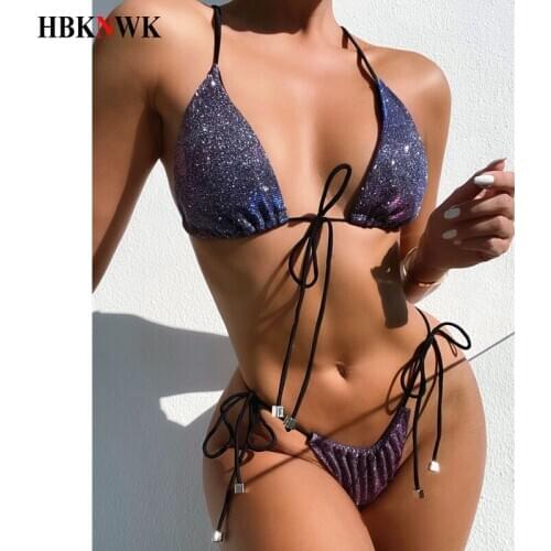 New Shiny Bikini Set Womens Swimsuit 2021 Sexy Triangle Swimwear Two-pieces Bikinis Set Bathing Suit Swim Summer Beach Biquinis