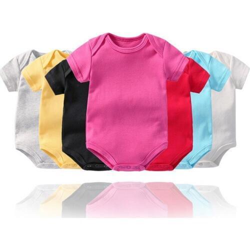 Pure Solid Newborn Bodysuit Baby Girl One-Piece Clothes 100% Cotton Infant Tops Shirts Blank Boys Clothing Jumpsuits 0-2 Year