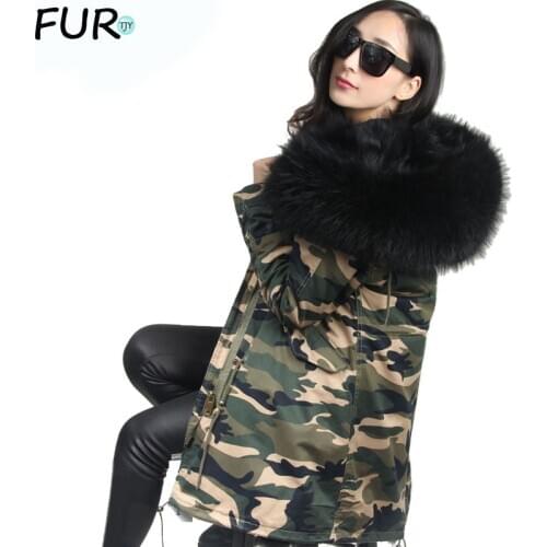 Parka Liner Real Fox Fur coat Hooded Army Green Jacket Women Winter Coat 2020 Natural Fox Fur Lining Coat parka Whole Peel