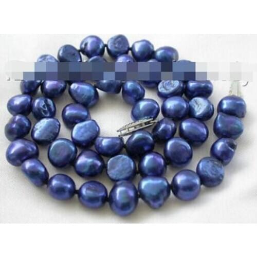 Stunning 8-9mm baroque blue freshwater cultured pearl necklace m65