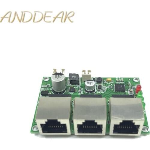 Industrial grade wide temperature mini mini POE PD 10/100Mbps 3-port low power distribution cabling network switch module