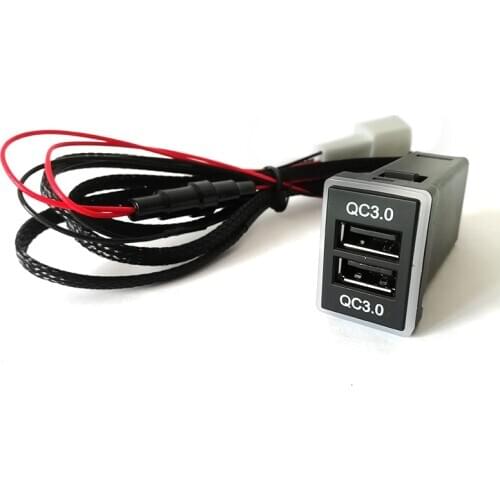 QC3.0 Car Quick Charger Double USB Phone PDA DVR Adapter Plug & Play Cable For Toyota