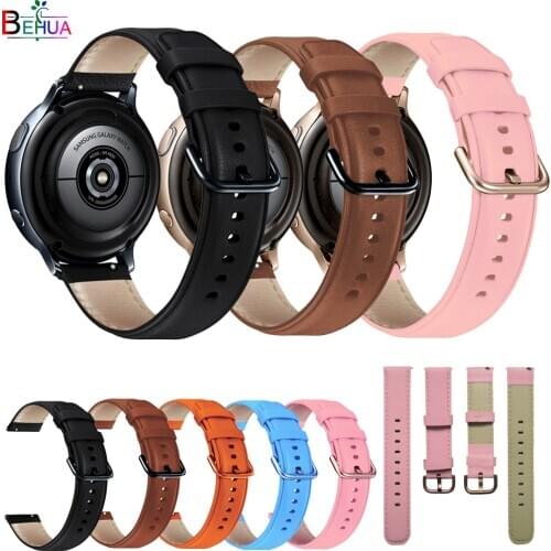 20mm Colorful Leather Straps Watchband For Samsung Galaxy watch active 2 40mm 44mm Smart Wriststrap bracelet For Garmin Venu sq