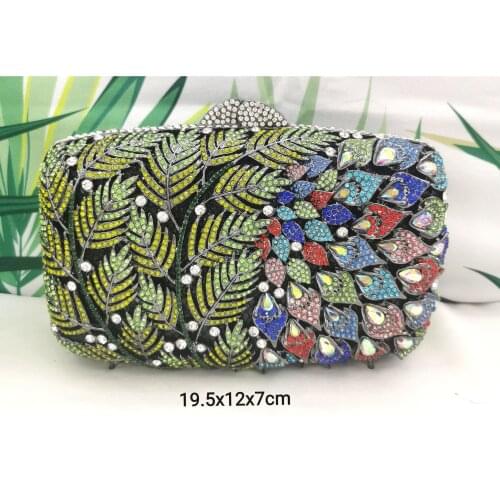 Blue Green Black Red Multicolor Womans Dinner Party Handbag Female Crystal Metal Wedding Bridal Clutch Purse Lady Evening Bags