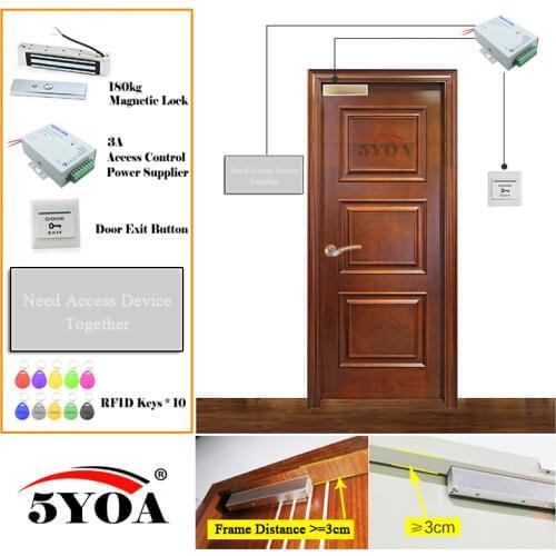 Access Control System RFID Fingerprint Smart Door Lock Safe Kit Electronic Gate Opener Home Garage Digital Set Eletric Magnetic