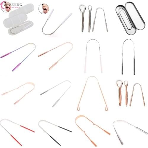 1PCS Stainless Steel Tongue Cleaner Scraper Tongue Scraper Reusable Fresh Breath Maker Medical Mouth Brush Oral Hygiene Care
