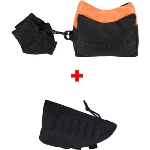 Tactical Sniper Shooting Gun Rest Bag Set Front & Rear Rifle Target Bench Unfilled Stand Support Sandbag + Cartridges Bag