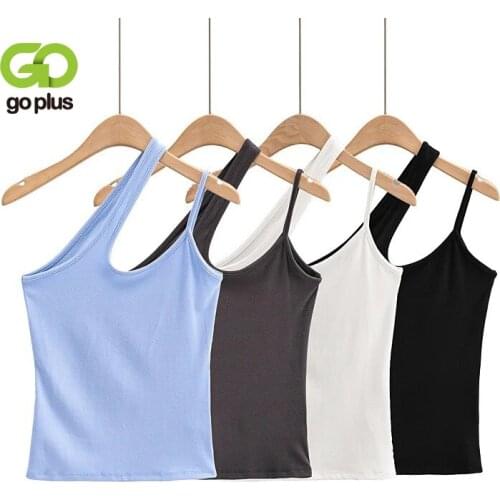 GOPLUS Y2k Top Women Fashion 2021 Summer Sexy Spaghetti Strap Tank Top Black White Crop Tops Femme Camisetas De Mujer C11219
