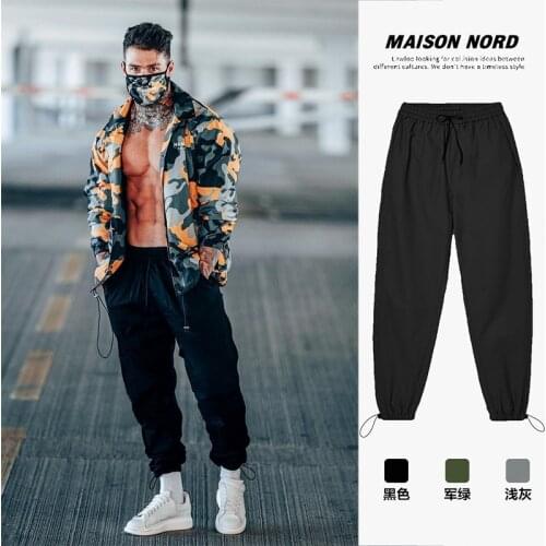 2021Spring and Autumn Fitness Joggers Casual Loose Large Size Cargo Pants Mens Trendy Brand Binding Feet Sports Trousers