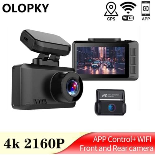 4K Video Recorder Dash Cam WIFI GPS Car Mirror DVR Dashcam Front And Rear View Mini Vehicle Camera Dual Len Auto Parking Monitor