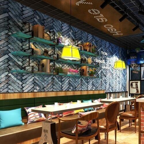 Tapeta do pokoju Vintgae Grey Brown Brick Wallpaper 3D Waterproof Wall Paper Roll for Coffee Barber Shop Walls arta da parati