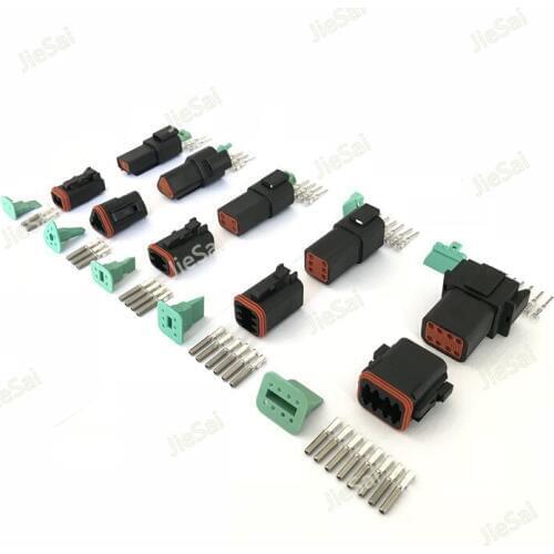Black Deutsch 2/3/4/6/8 Pin Waterproof Electrical Connector Waterproof DT Series DT06 DT04 Engine/Gearbox For Car Bus Motor