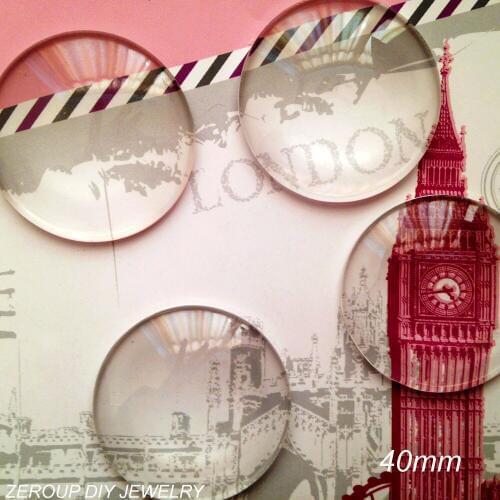 ZEROUP 5pcs/lot 40mm Handmade Clear Glass Cabochon Domed Round Jewelry Accessories