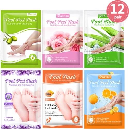 12packs Lavender Rose Peeling Foot Mask Exfoliating Socks for Pedicure Socks Feet Mask Peel Dead Skin Renewal Calluses Foot Care