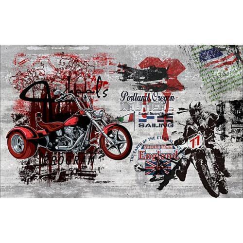3d wallpaper custom photo any size mural European and American retro street art motorcycle graffiti 3d wall murals wallpaper