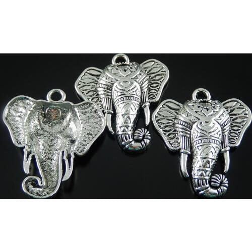 5PCS Animal Charm Pendant 55*47*8mm Necklace Pendant Jewelry Making Metal Elephant Accessories Antique Charms DIYColor