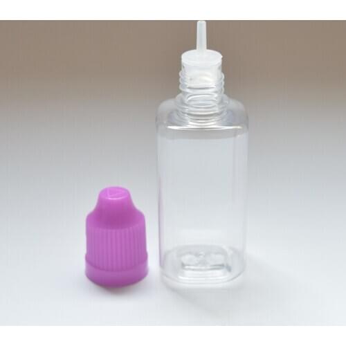 5pcs Empty 30cc Square PET Plastic Dropper Bottles with Childproof Caps E liquid Vial Clear Hard 30ml Needle Bottle