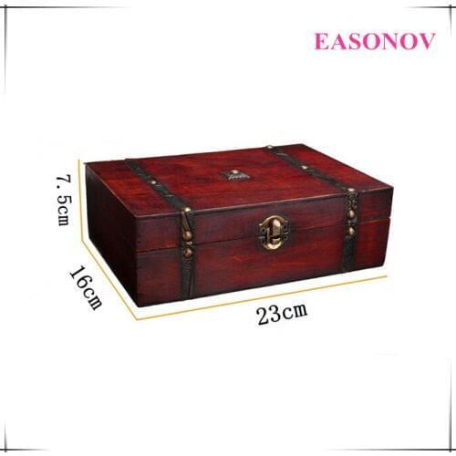 Antique Treasure Chest Storage Box Wooden Organizer Case Jewellery Box Container for Home Decor