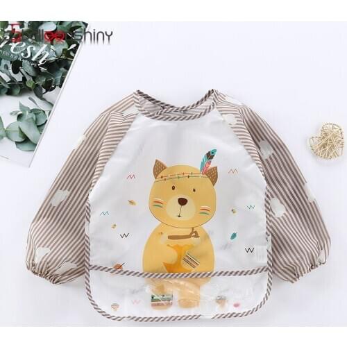 BalleenShiny 5 Colors Childrens Overalls Babys Anti-dirty waterproof Clothes Eating Clothes High Quality Easy To Clean