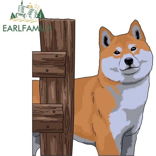 EARLFAMILY 13cm x 11.2cm for Shiba Inu Funny Car Stickers Cartoon Auto Motorcycle Decal Windows Waterproof Car Door Protector