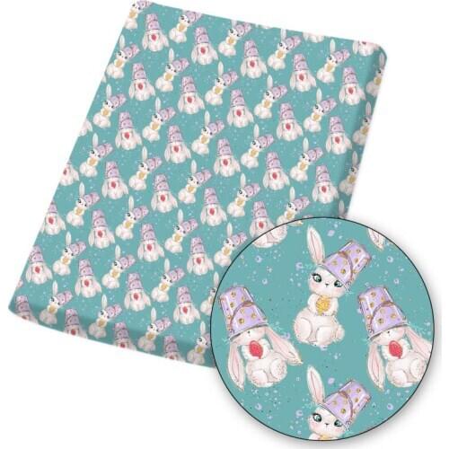 Polyester Cotton Fabric Sheet Cloth Fabrics Cartoon Rabbit Printed For Easter DIY Bag Sewing Needlework Materials 45*145cm/pc
