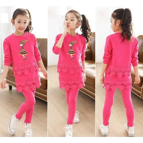 2019 Spring Autumn Baby Girl Girls Clothes Set Toddler Kids Clothing Cartoon O-Neck Cotton Childrens Sports Suit For 4 6 8-12