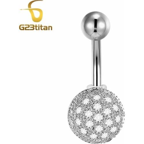 Summer Beach Bikini Belly Button Rings G23 Titanium Crystal Football Navel Ring Belly Piercing Woman Body Jewelry