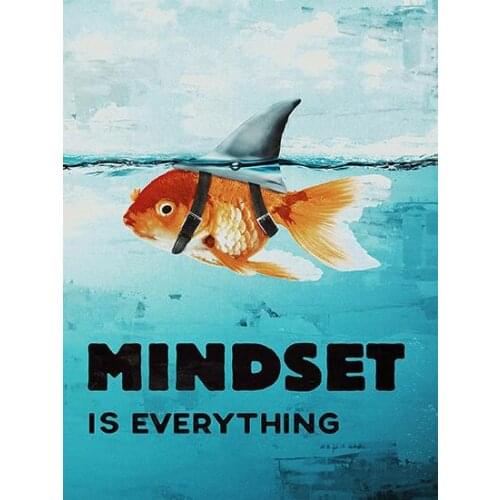 Mindset Is Everything Shark Fish Pictur Art Film Print Silk Poster Home Wall Decor 24x36inch