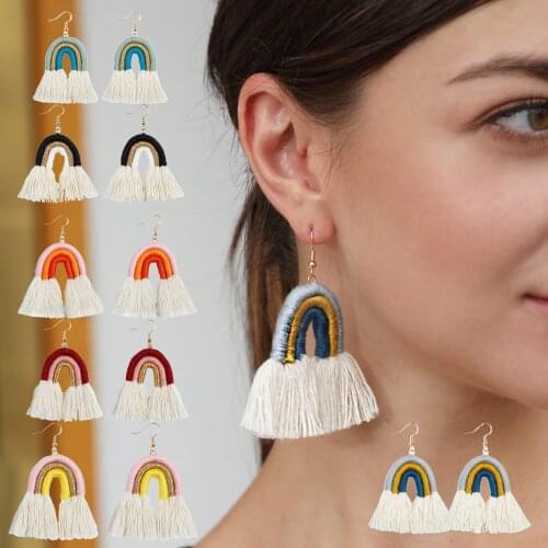 Trendy Fashion Handmade Rainbow Shape Drop Dangle Earrings Braid Jewelry