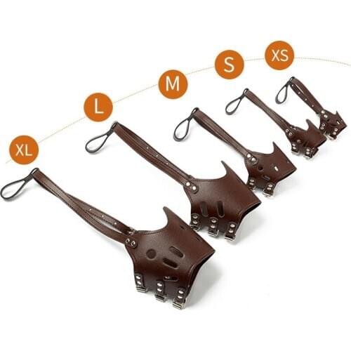 Adjustable PU Leather Dog Muzzle Anti Bark Bite Chew Dog Training Products For Small Medium Large Dog Outdoor Pet Products XS-XL