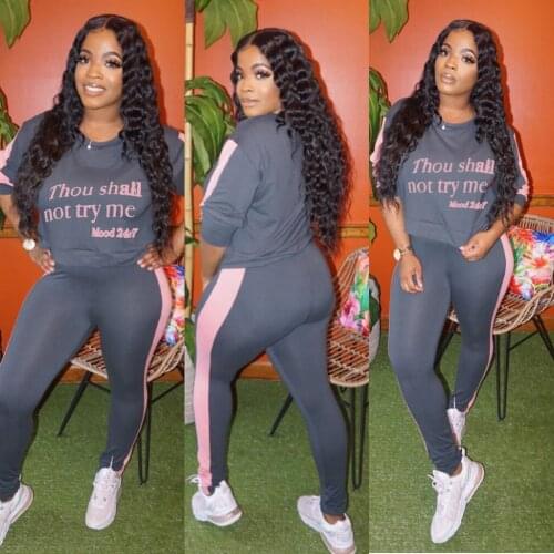 Ueteey New Two-piece Casual Letter Print Tarcksuit Women Pant Set