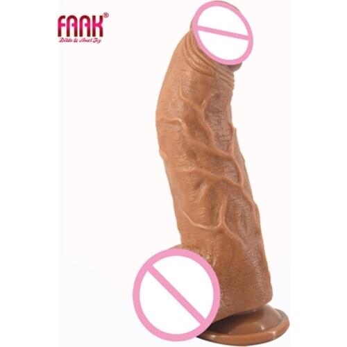 FAAK 2.24" thick realistic dildo suction cup curved big penis g spot stimulate sex toys for women brown dick erotic products