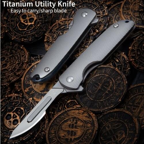 Titanium alloy folding knife outdoor self-defense knife portable pocket knife multi-function folding knife EDC