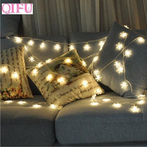 QIFU 3m 20LED Noel Snowflake Ornaments Christmas Ornaments Decorations For Home 2020 Navidad Happy New Year 2021 Xmas Tree Decor