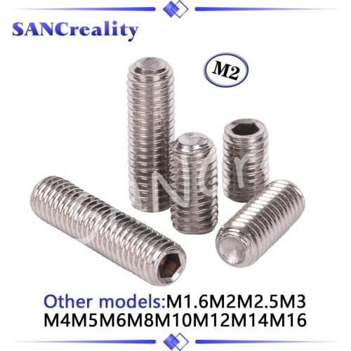10/20pcs Hexagon Hex Socket Set Screw Flat Point Allen Head M2 Grub Screw Stainless Steel Headless Set Screw