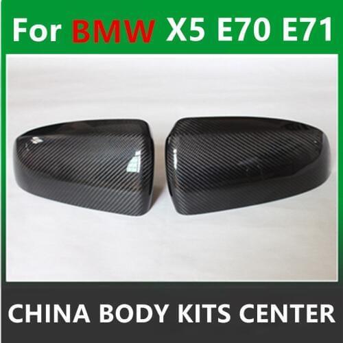 X5 X6 E70 E71 Carbon Fiber Mirror Cover Caps with Clips Replacement for BMW 2008-2014 SUV