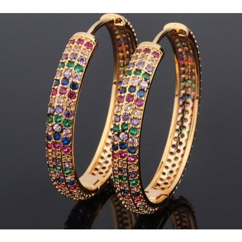 Zlxgirl jewelry luxury brand colorful mirco pave zirconia gold copper wedding earrings fashion womens bridal ears perings gifts