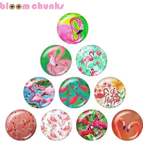 Flamingo LOVE 10pcs mixed 12mm/18mm/20mm/25mm Round photo glass cabochon demo flat back Making findings A5351