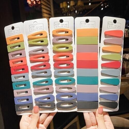 10 Pcs/Set Children Cute Colors Acrylic Hollow Ornament Hair Clips Girls Sweet Geometric Barrettes Hairpins Kid Hair Accessories