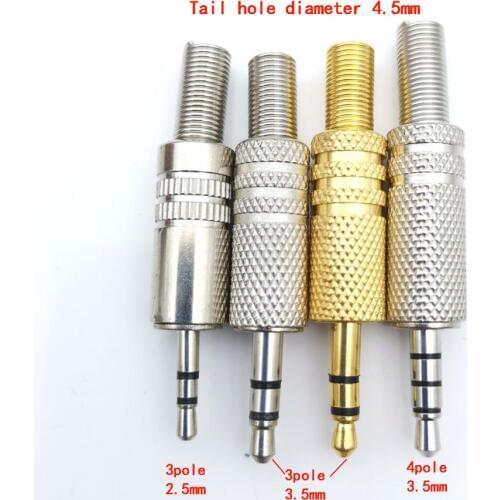 3-pole stereo 3.5 mm 1/8 inch earphone DIY male audio socket computer solder 4-pole audio socket charging DIY maintenance