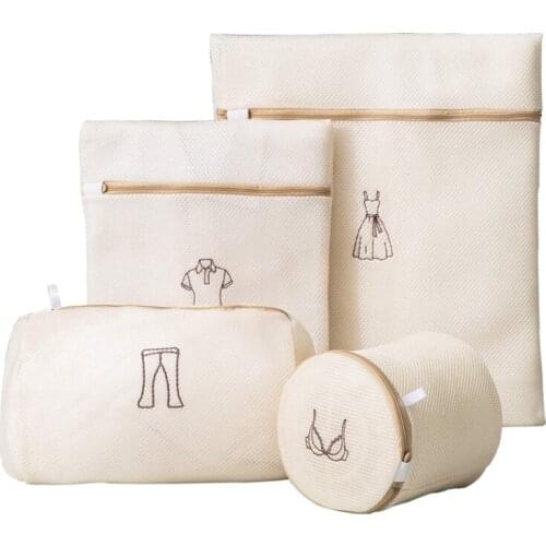 4 Pcs Mesh Laundry Bags,Travel Clothing Storage Bag,Garment Washing Bags for Lingerie Bra,Blouse,Jeans,Socks