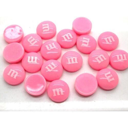 50Pcs 14mm Fuschia Pink Decoration Crafts Letter M Bead Flatback Cabochon Scrapbook DIY Accessories Buttons