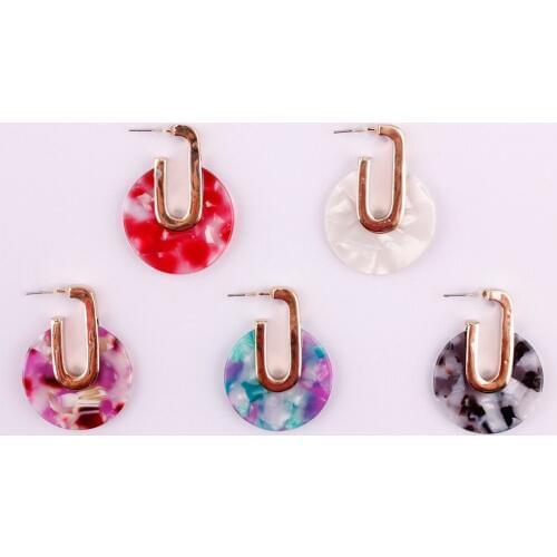 6 Colors Round Acetic Acid Acrylic Geometric Dangle Earrings Fashion Long Drop Earrings For Women Gift Party Wedding Jewelry